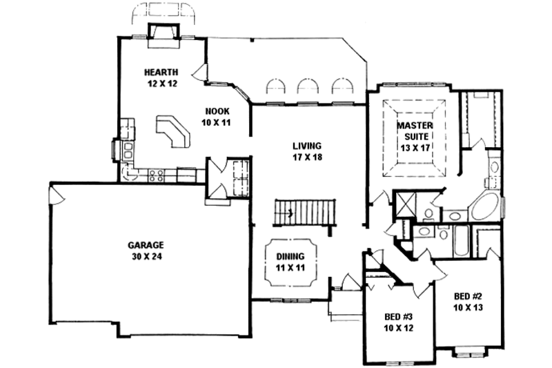 Traditional Style House Plan - 3 Beds 2 Baths 1720 Sq/Ft Plan #58-166 ...