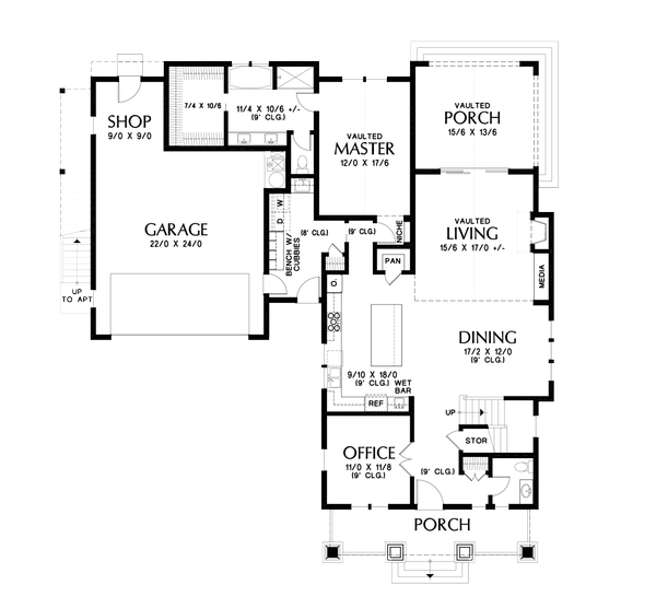 Farmhouse Floor Plan - Main Floor Plan #48-996