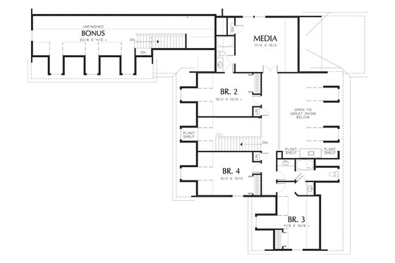 Floor Plan - Upper Floor for Colonial House Plan #48-147 - 4 bed, 4.5 bath