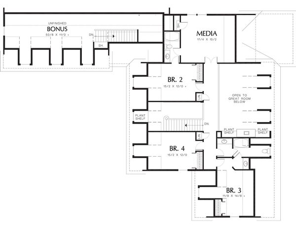 Architectural House Design - Colonial Floor Plan - Upper Floor Plan #48-147