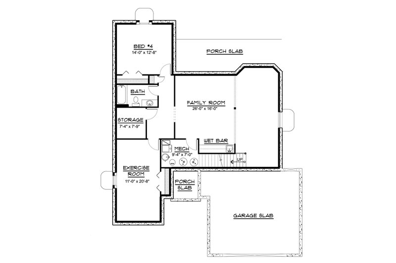 House Plan Design - Floor Plan - Lower Floor for Ranch House Plan #1064-176 - 4 bed, 3 bath
