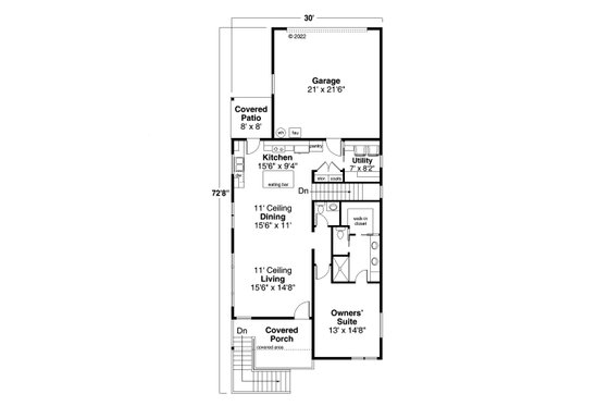 Floor Plan - Main Floor for Contemporary House Plan #124-1287 - 3 bed, 2.5 bath