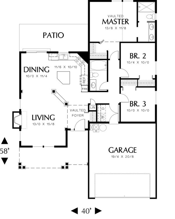 Architectural House Design - Craftsman Floor Plan - Main Floor Plan #48-585