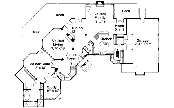Architectural House Design - European Floor Plan - Main Floor Plan #124-134
