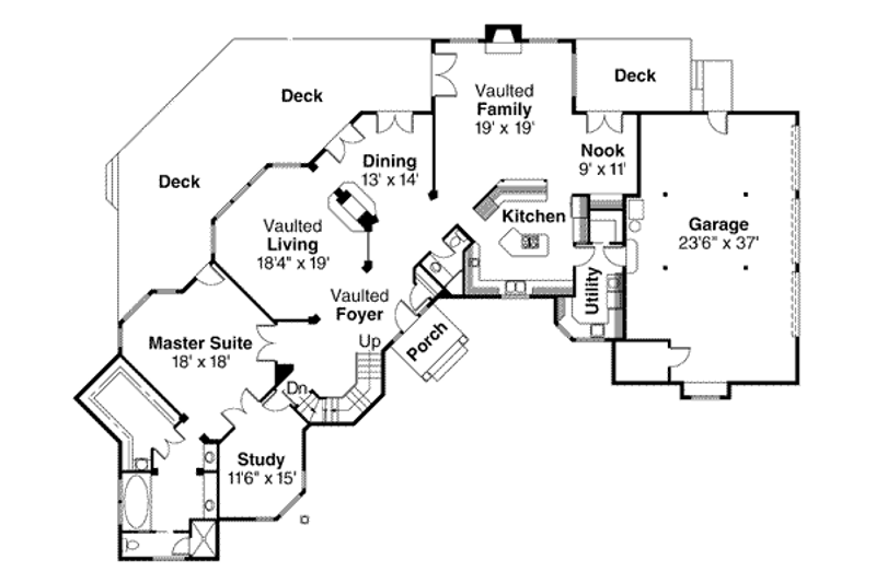Home Plan - Floor Plan - Main Floor for European House Plan #124-134 - 4 bed, 3.5 bath