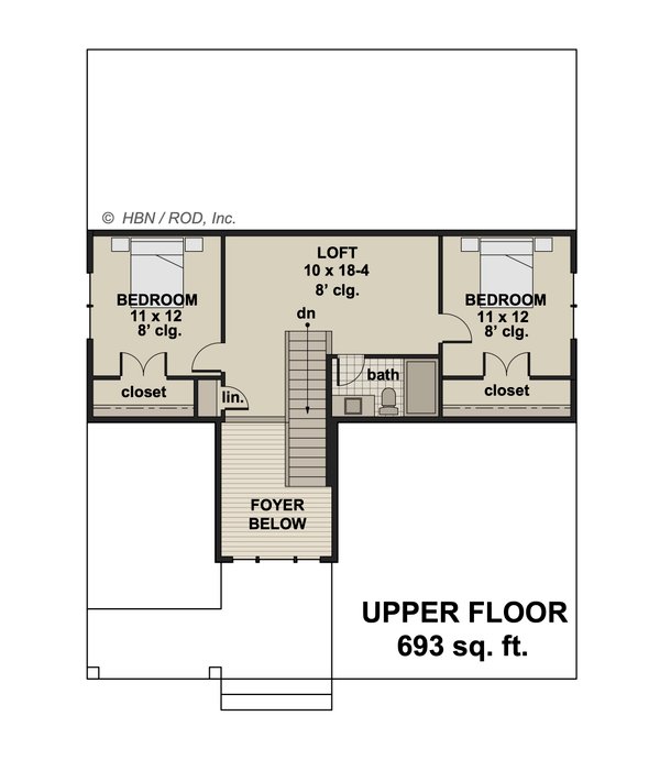 Traditional Floor Plan - Upper Floor Plan #51-1323