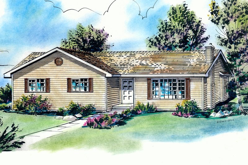 Architectural House Design - Ranch Exterior - Front Elevation Plan #18-177