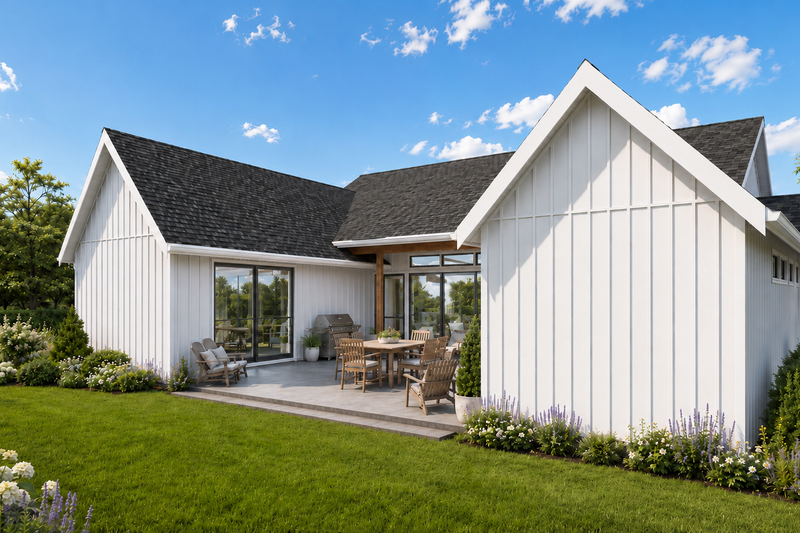 Architectural House Design - Exterior - Rear Elevation 3 for Farmhouse House Plan #48-1227 - 3 bed, 2 bath