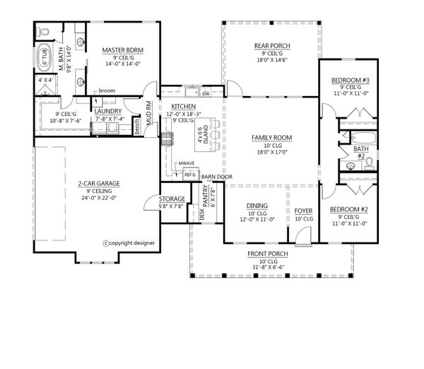 House Plan Design - Farmhouse Floor Plan - Main Floor Plan #1074-25