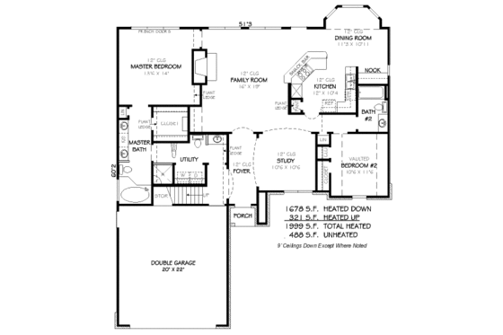 Floor Plan - Main Floor for Traditional House Plan #424-104 - 2 bed, 2 bath