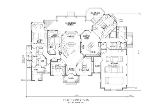Floor Plan - Main Floor for European House Plan #1054-91 - 4 bed, 4.5 bath