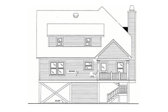 Exterior - Rear Elevation for Beach House Plan #37-115 - 4 bed, 3 bath