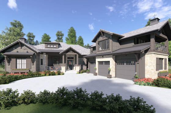Exterior - Front Elevation 4 for Farmhouse House Plan #1069-21 - 2 bed, 2.5 bath