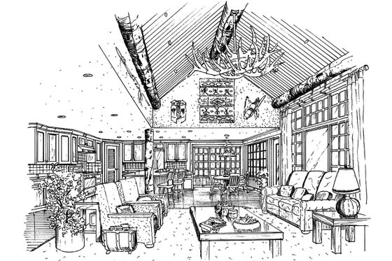 Interior - Family Room for Cabin House Plan #942-40 - 5 bed, 3.1 bath