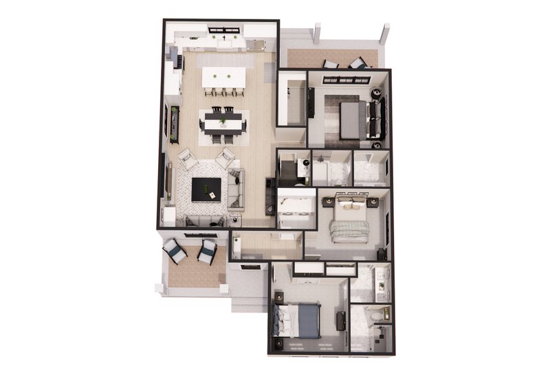 House Design - Floor Plan - Main Floor 1 for Farmhouse House Plan #51-1389 - 3 bed, 2.5 bath