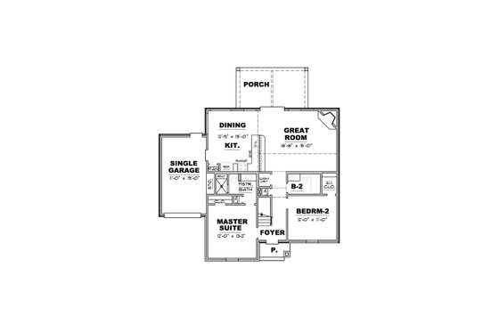 Floor Plan - Main Floor for European House Plan #34-233 - 4 bed, 3 bath
