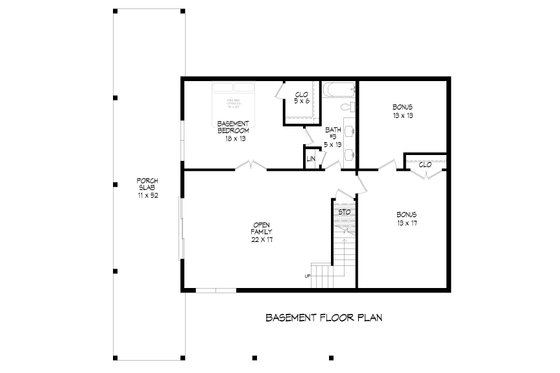 Floor Plan - Lower Floor for Traditional House Plan #932-428 - 3 bed, 2 bath