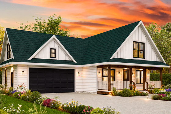 Exterior - Front Elevation 3 for Traditional House Plan #54-614 - 3 bed, 2 bath