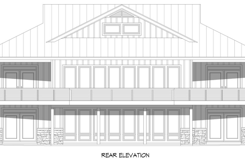 House Design - Exterior - Rear Elevation for Beach House Plan #932-1142 - 3 bed, 2.5 bath
