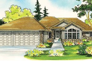 Ranch Exterior - Front Elevation Plan #124-396