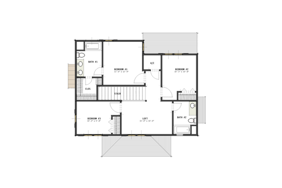 Floor Plan - Upper Floor for Colonial House Plan #460-12 - 3 bed, 2.5 bath