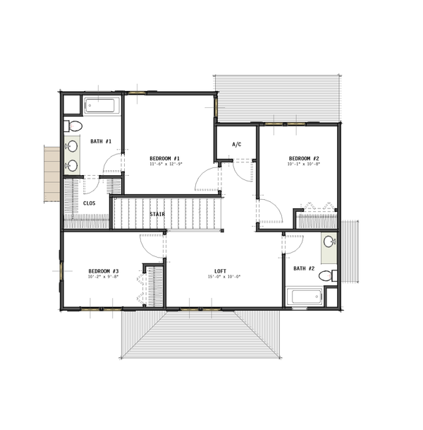 Colonial Floor Plan - Upper Floor Plan #460-12