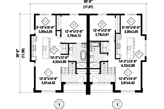 Floor Plan - Main Floor for Contemporary House Plan #25-4352 - 2 bed, 2 bath
