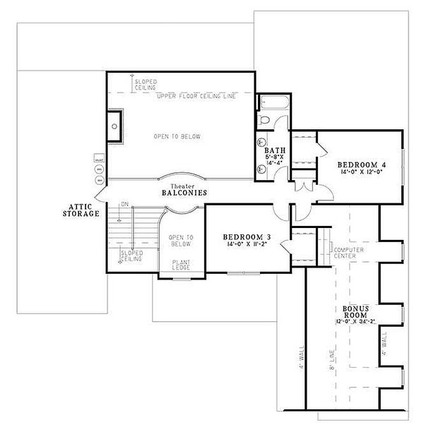 Architectural House Design - European Floor Plan - Upper Floor Plan #17-2144