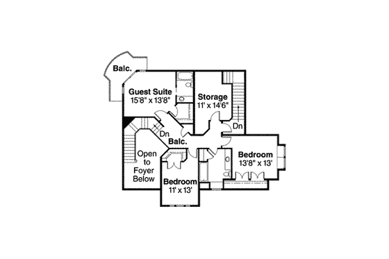 Floor Plan - Upper Floor for European House Plan #124-530 - 4 bed, 3.5 bath