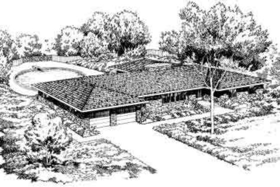 Exterior - Front Elevation for Modern House Plan #312-561 - 4 bed, 3 bath