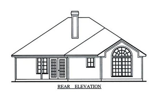 Exterior - Rear Elevation for Traditional House Plan #42-372 - 3 bed, 2 bath