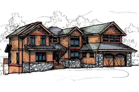 Exterior - Front Elevation 3 for Craftsman House Plan #921-13 - 3 bed, 3.5 bath