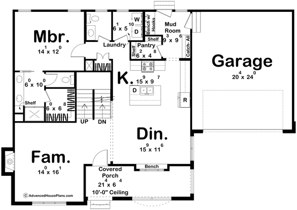 Architectural House Design - Cottage Floor Plan - Main Floor Plan #455-584