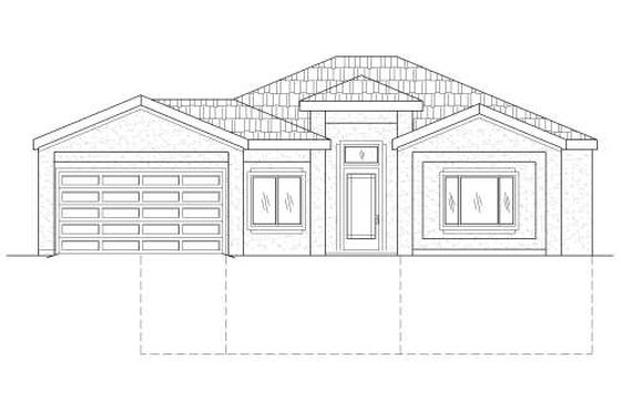 Exterior - Front Elevation for Adobe / Southwestern House Plan #24-282 - 4 bed, 3 bath