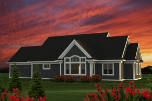 Exterior - Front Elevation 3 for Ranch House Plan #70-1214 - 3 bed, 2 bath