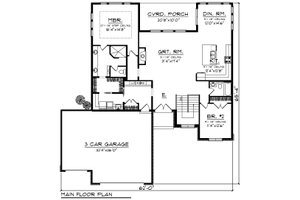 Floor Plan - Main Floor for Modern House Plan #70-1417 - 2 bed, 2 bath