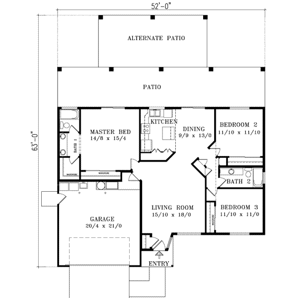 Ranch Floor Plan - Main Floor Plan #1-352
