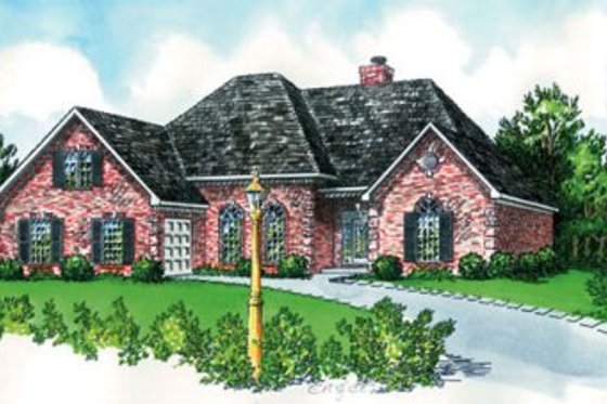 Exterior - Front Elevation for European House Plan #16-166 - 3 bed, 2.5 bath