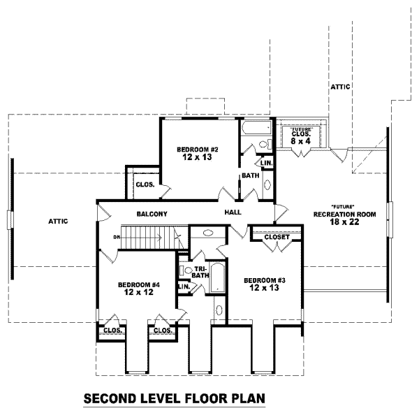 Traditional Floor Plan - Upper Floor Plan #81-1084