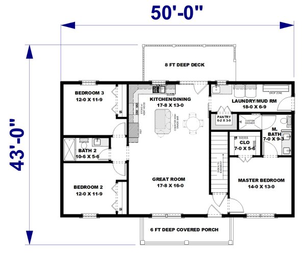 Farmhouse Floor Plan - Main Floor Plan #44-276