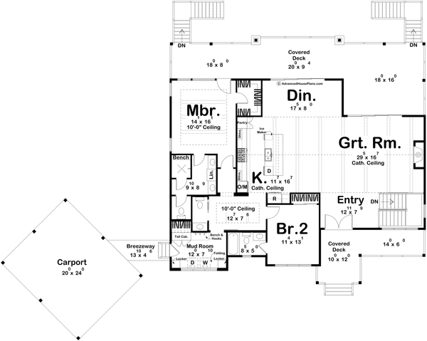 Architectural House Design - Floor Plan - Main Floor for Beach House Plan #455-779 - 2 bed, 2.5 bath