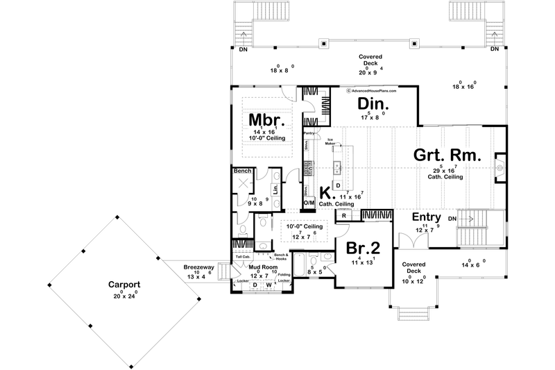 Architectural House Design - Floor Plan - Main Floor for Beach House Plan #455-779 - 2 bed, 2.5 bath