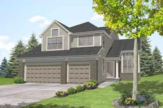 Exterior - Front Elevation for Traditional House Plan #50-247 - 4 bed, 3 bath