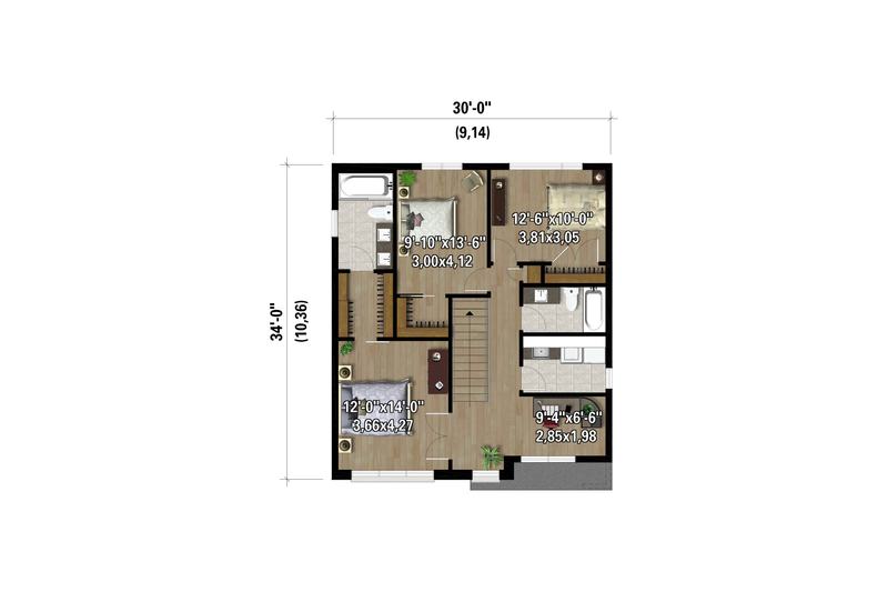 Dream House Plan - Floor Plan - Upper Floor for Farmhouse House Plan #25-5014 - 3 bed, 2 bath