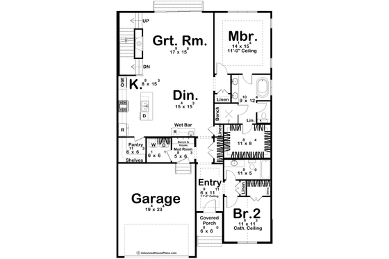 Floor Plan - Main Floor for Farmhouse House Plan #455-773 - 4 bed, 4 bath