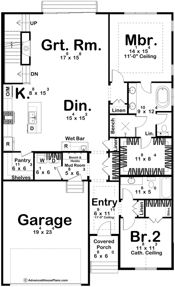 Home Plan - Floor Plan - Main Floor for Farmhouse House Plan #455-773 - 4 bed, 4 bath