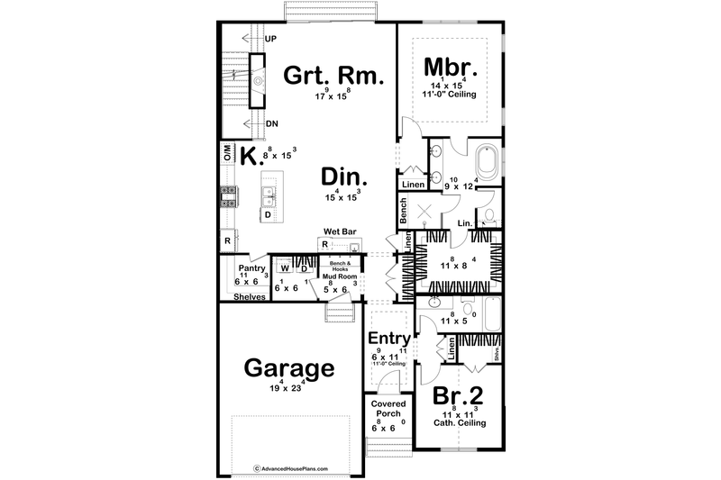 Home Plan - Floor Plan - Main Floor for Farmhouse House Plan #455-773 - 4 bed, 4 bath