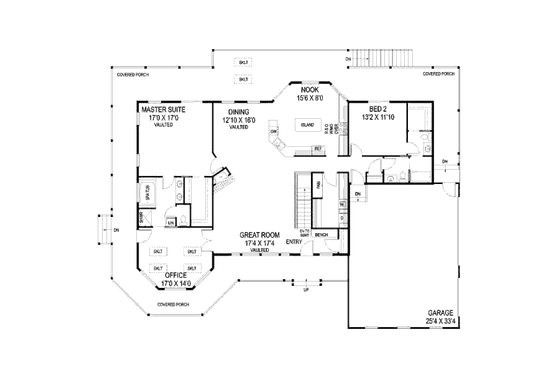 Floor Plan - Main Floor for Country House Plan #60-645 - 2 bed, 2.5 bath