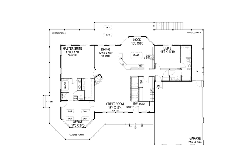 Home Plan - Floor Plan - Main Floor for Country House Plan #60-645 - 2 bed, 2.5 bath