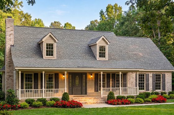 Exterior - Front Elevation for Country House Plan #406-157 - 3 bed, 2 bath